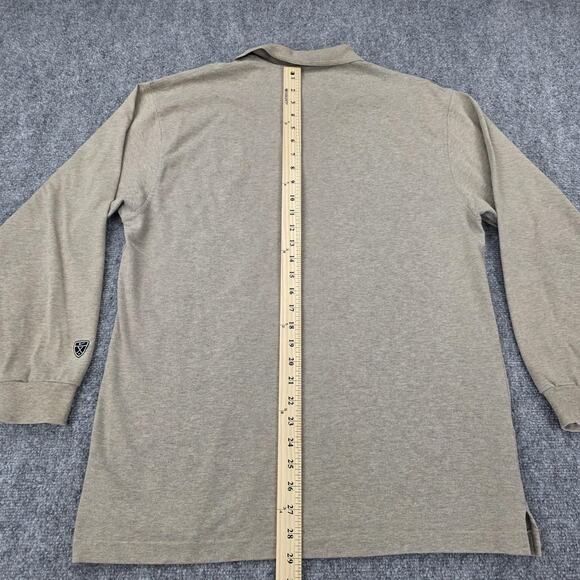 Nike Golf Shirt Mens Medium Beige Long Sleeve 100% Cotton Classic Pullover Logo - Picture 7 of 16
